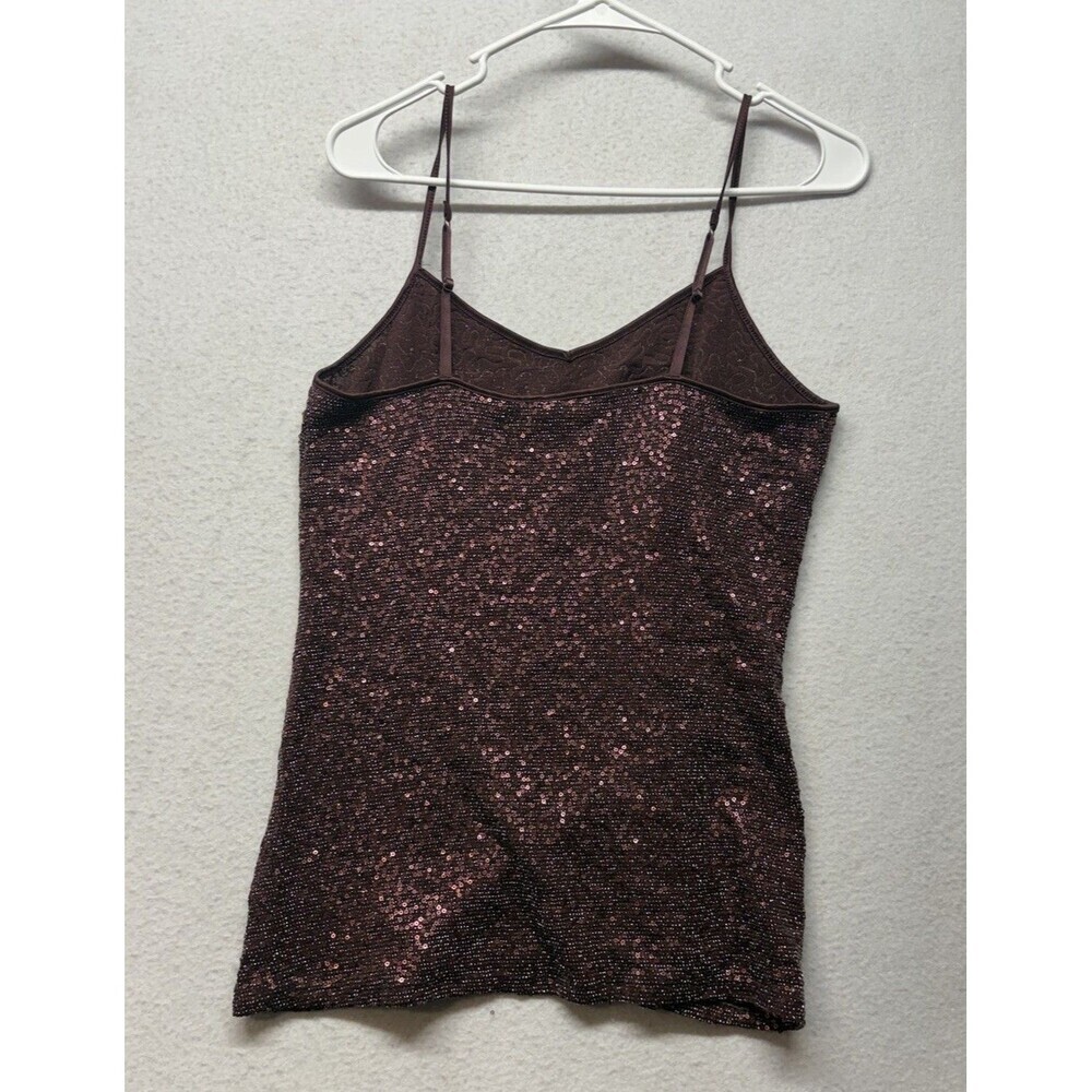 EXPRESS Women’s Y2K Burgundy Spaghetti Strap Sequin Tank Top Cami Size M - Picture 4 of 4